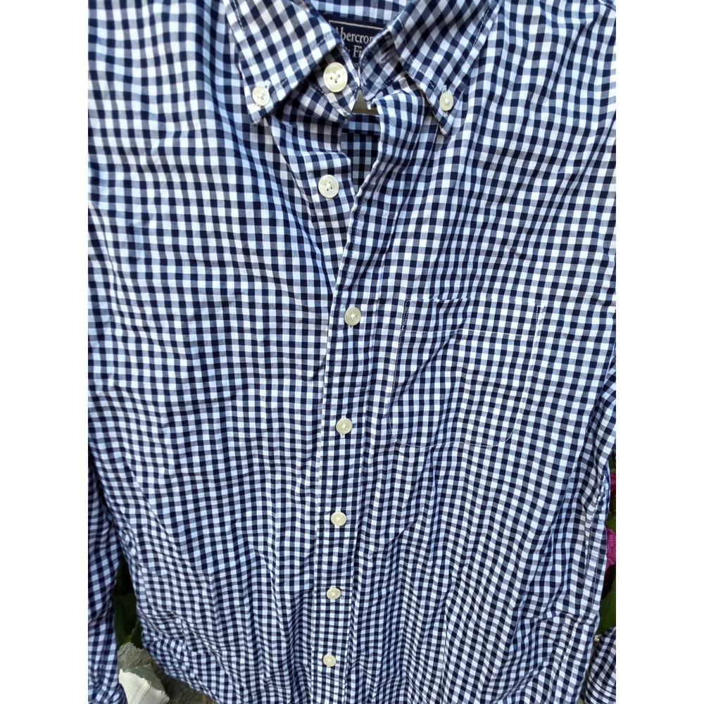Abercrombie & Fitch Mens Blue Gingham Check Button Down Shirt - Picture 3 of 7